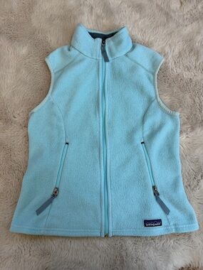 Patagonia Synchilla Fleece Vest Women’s Medium Light Blue Full Zip USA Made
